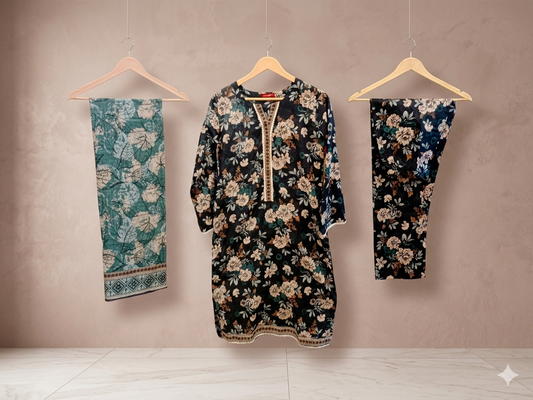 Bin Saeed Stitched 3 Piece Lawn Suit 07 – Comfortable & Stylish Daily Wear for Women