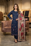 MUZNAH 3-PC Taftan Style stitched Printed Suit