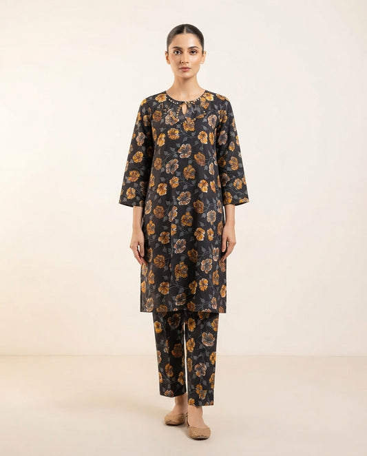 Premium Women's 2 Piece Linen Stitched Suit Free Size - L#60