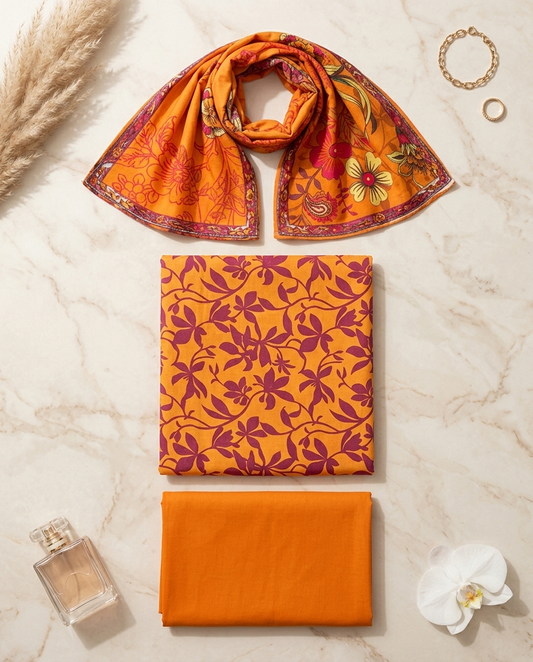 Premium 3-Piece Printed Unstitched Lawn Suit | Buy One Get One Free