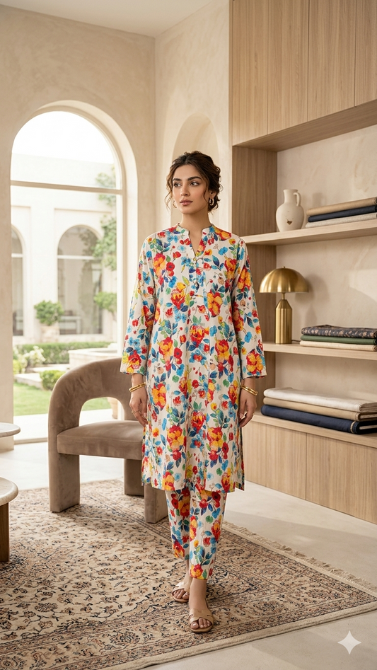Women’s 2 Piece Stitch Lawn Suit – Casual & Summer Wear | 14