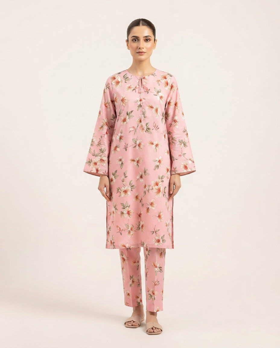 Premium Women's 2 Piece Linen Stitched Suit Free Size - L#33