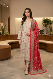 MUZNAH 3-PC Embroidered stitched Printed Suit