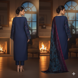 💙 PAYAL Luxury Winter Collection - Deep Blue Velvet Palachi Shawl 💙