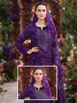 3 Piece Printed Linen sequence boring patch work - 17