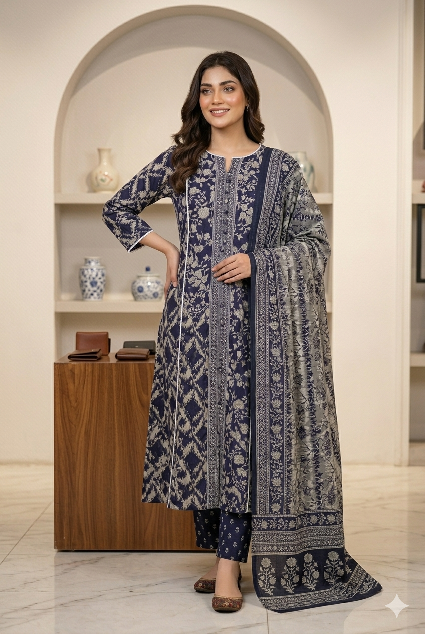 Muznah Printed Lawn  Frock Premium Wear | F-04