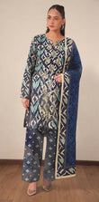3 Piece Embroidered Linen Suit | L#44