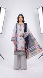 3 Piece Digital Printed Linen Suit | L#08