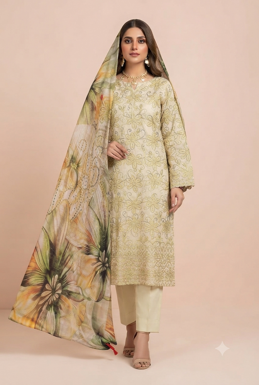 Romania - Premium Printed Lawn 3-Piece Suit (D#07)