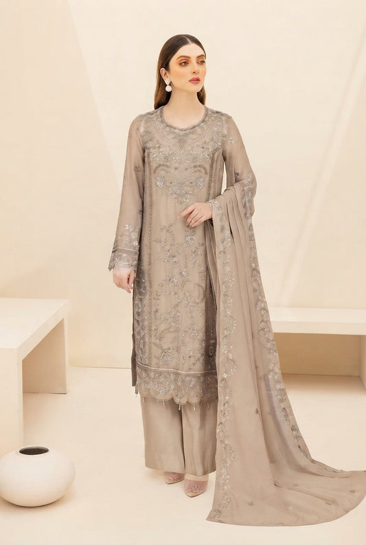 WB-681 Ramsha Luxury Embroidered 3-Piece Suit | Festive Wear