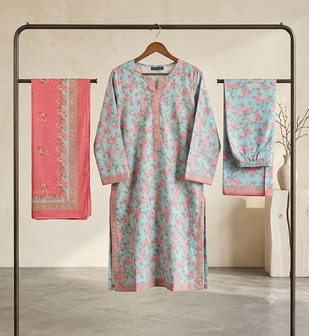 Bin Saeed Stitched 3 Piece Lawn Suit 54