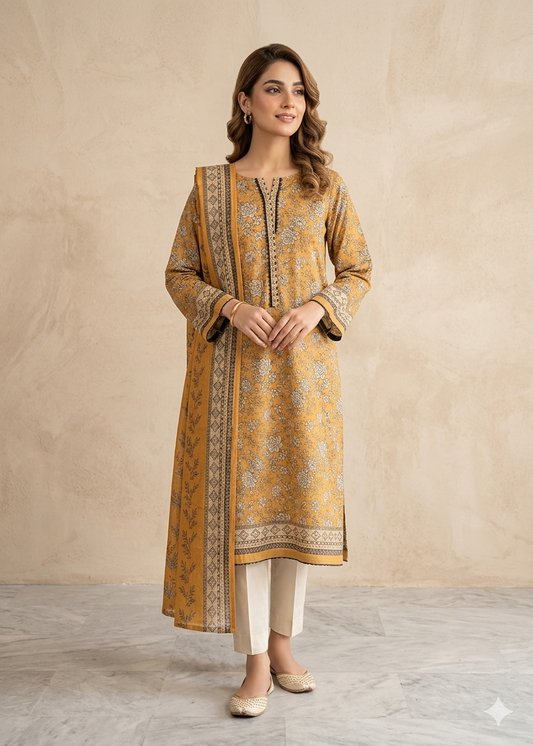 Bin Saeed Stitched 3 Piece Lawn Suit 05 – Comfortable & Stylish Daily Wear for Women