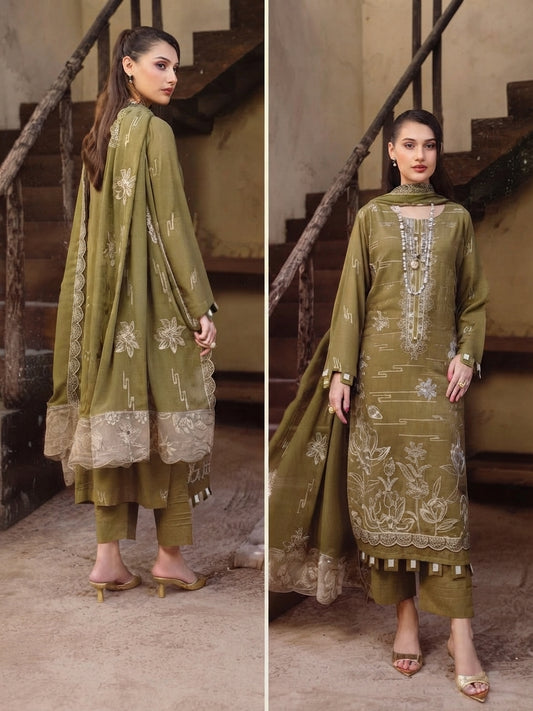 Airjet Fancy Wool Karandi Embroidered Shirt | Alif Vol-575