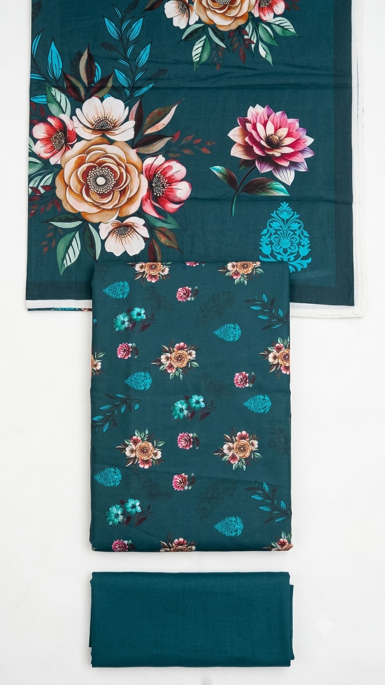 Premium 3-Piece Printed Unstitched Lawn Suit | Buy One Get One Free