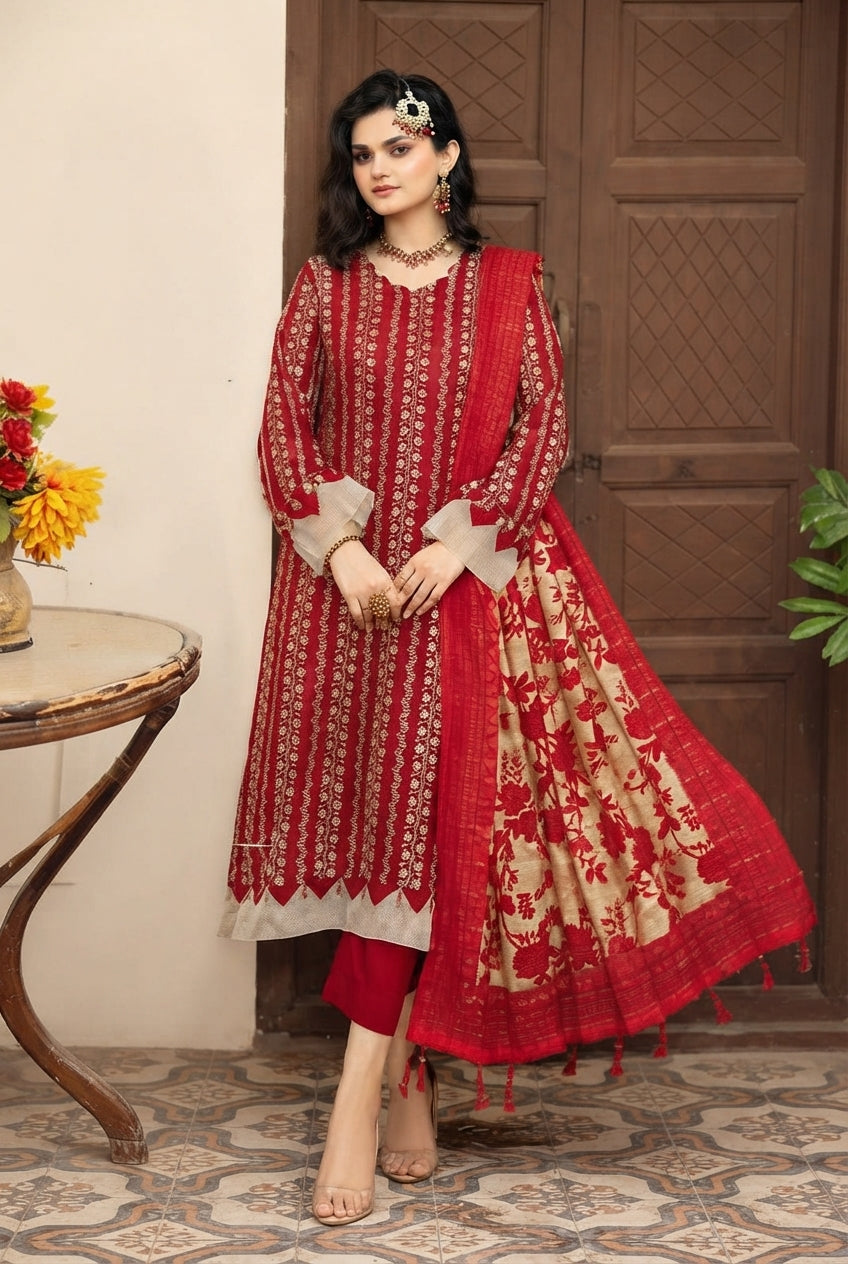 D-1308 | Vogue By Tawakkal Fabrics Stitched Suit