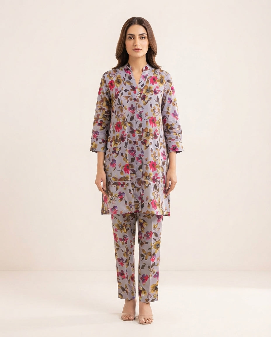 Premium Women's 2 Piece Linen Stitched Suit Free Size - L#23