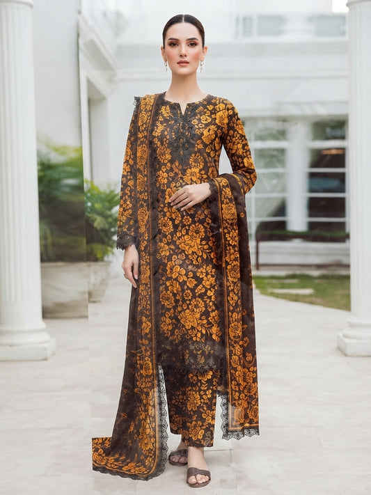 3 Piece Printed Linen sequence boring patch work - 18