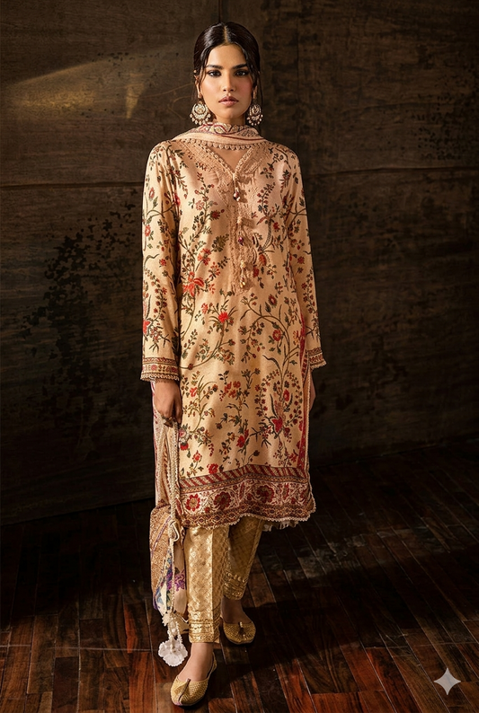Unstitched 3-Piece Digital Print Lawn Suit B-09