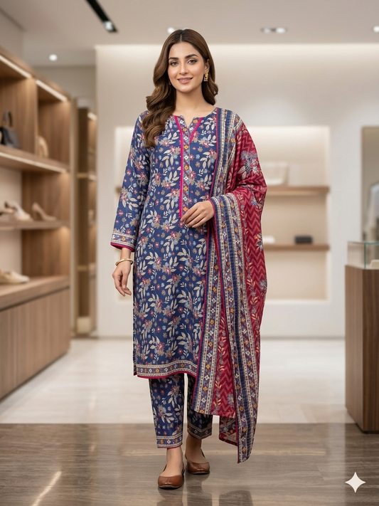 Bin Saeed Stitched 3 Piece Lawn Suit 08 – Comfortable & Stylish Daily Wear for Women