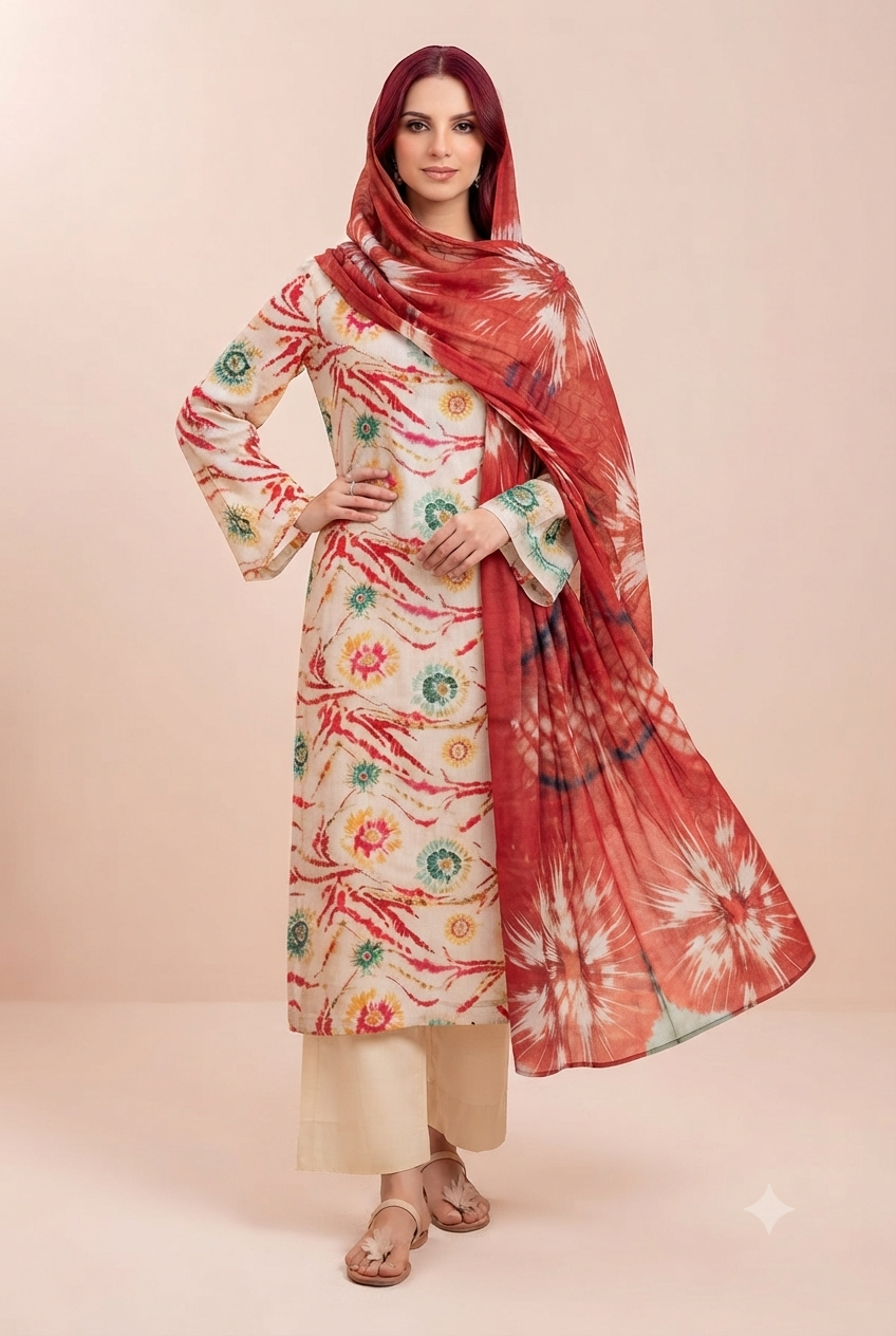 Miraal - Premium Printed Lawn 3-Piece Suit (Design #03)