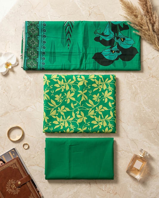 Premium 3-Piece Printed Unstitched Lawn Suit | Buy One Get One Free