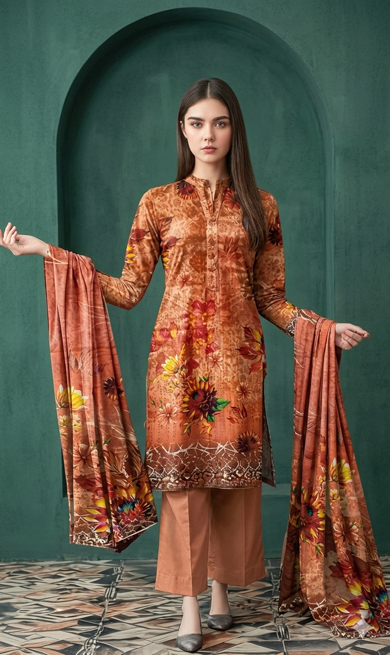 D-O6 | 3 Piece Unstitched Digital Printed Lawn - Bari Eid Special Bari Sale