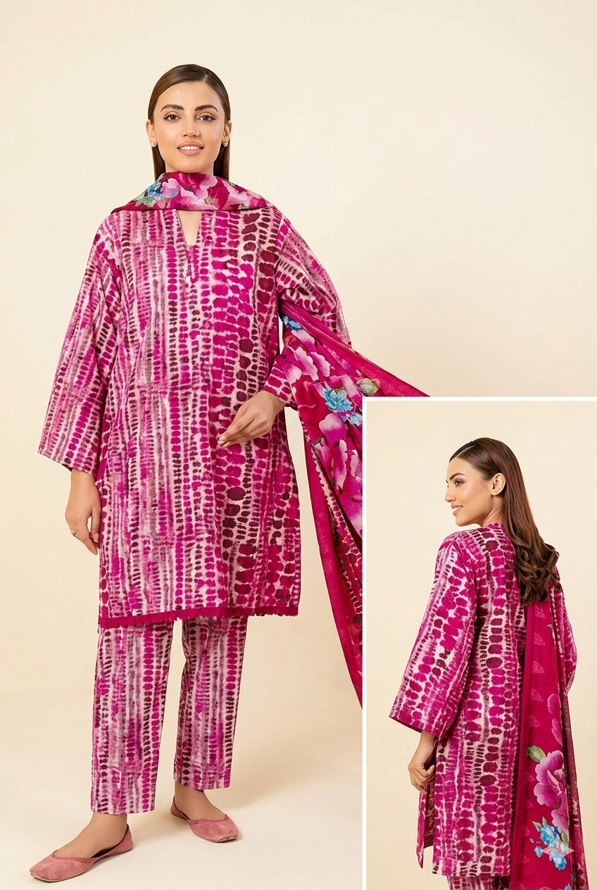 Unstitched 3-Piece Digital Print Lawn Suit B-17