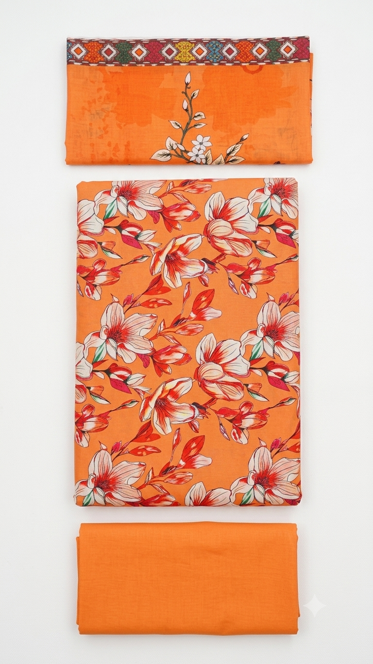 Premium 3-Piece Printed Unstitched Lawn Suit | Buy One Get One Free
