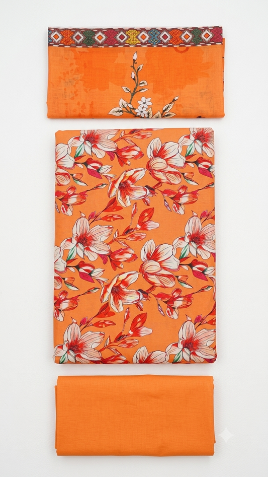 Premium 3-Piece Printed Unstitched Lawn Suit | Buy One Get One Free