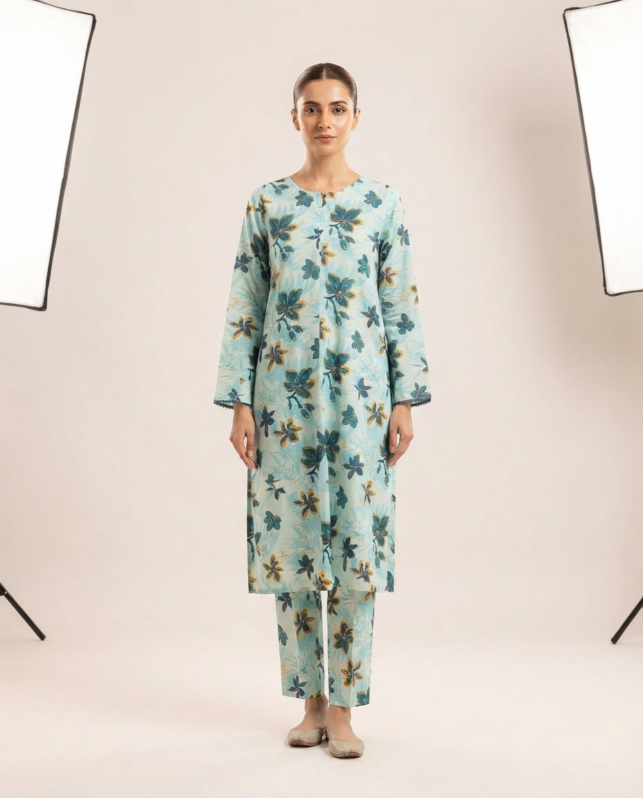 2-Piece Printed Stitched Khaddar Suit k-08