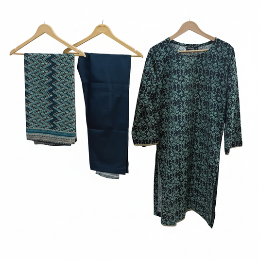 MUZNAH Elegant 3-PC stitched Printed Suit