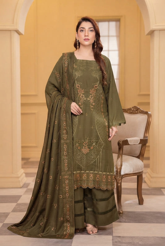 Airjet Fancy Wool Peach Embroidered Suit | Alif Vol-532 (Design - 05)