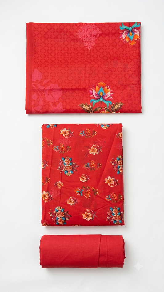 Premium 3-Piece Printed Unstitched Lawn Suit | Buy One Get One Free