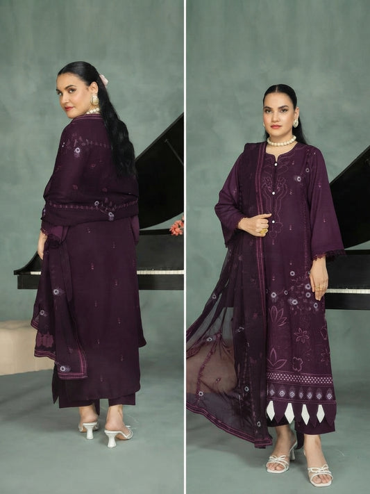 Airjet Fancy Wool Karandi Embroidered Shirt & Fancy Bamber Embroidered Dupatta | Alif Vol-570