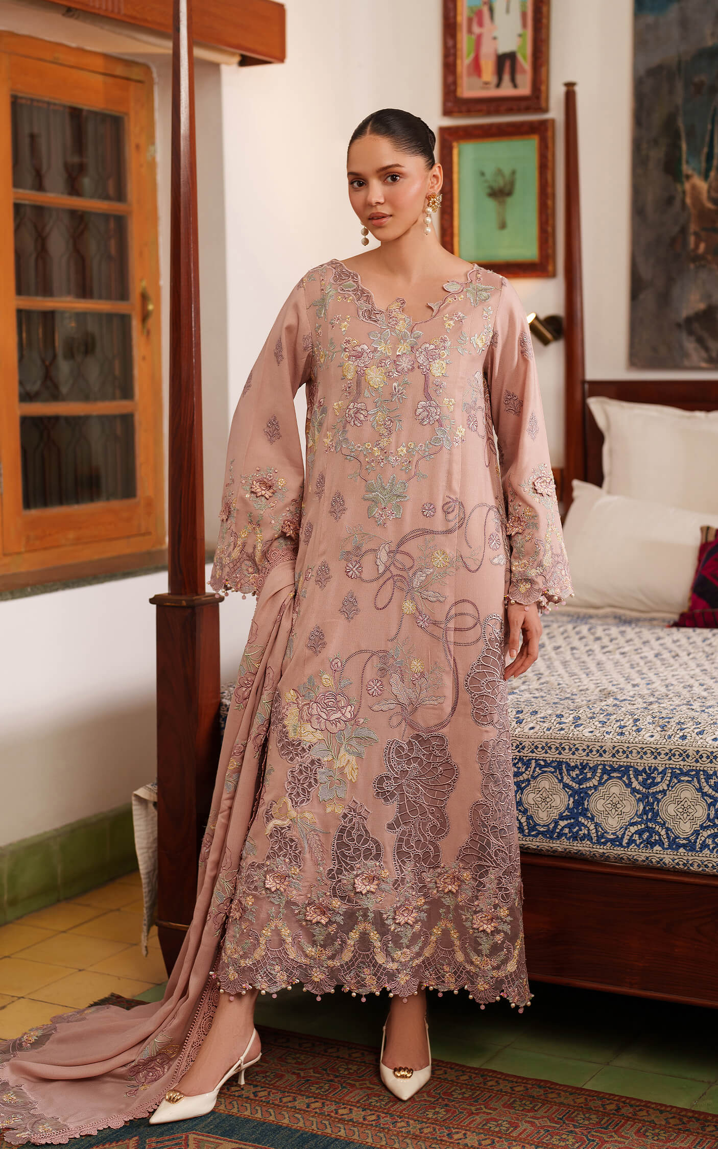 Asifa & Nabeel Glace LWC25-06 | 3-Piece Embroidered Pashmina Wool Unstitched Winter Suit