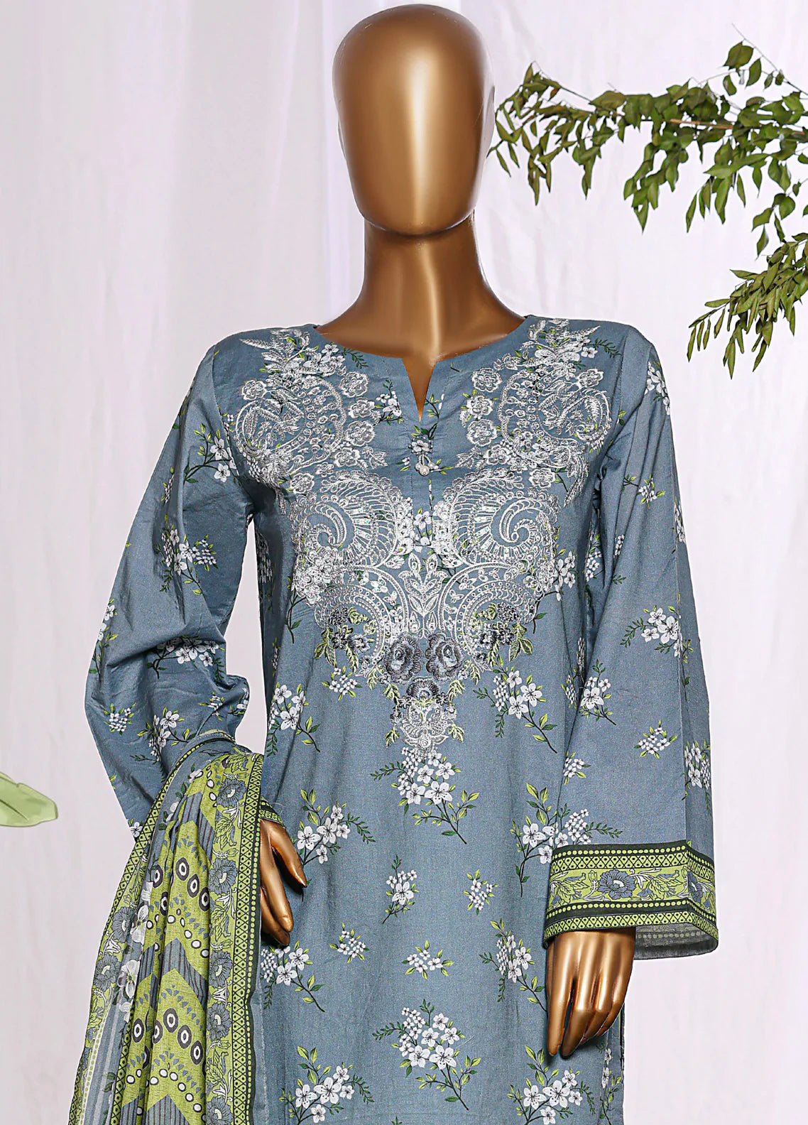 HZ Textiles Embroidered Lawn 3 Piece Stitched Suit HZ26DWE D-041
