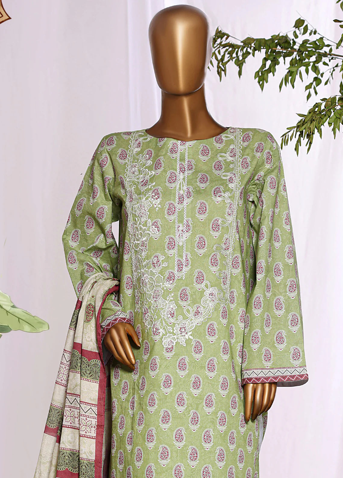 HZ Textiles Embroidered Lawn 3 Piece Stitched Suit HZ26DWE D-042