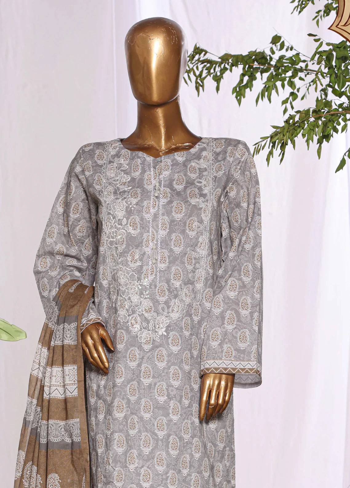 HZ Textiles Embroidered Lawn 3 Piece Stitched Suit HZ26DWE D-043