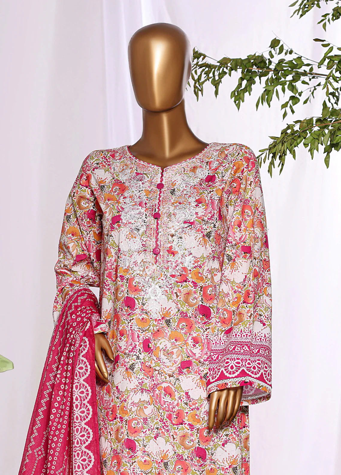 HZ Textiles Embroidered Lawn 3 Piece Stitched Suit HZ26DWE D-046