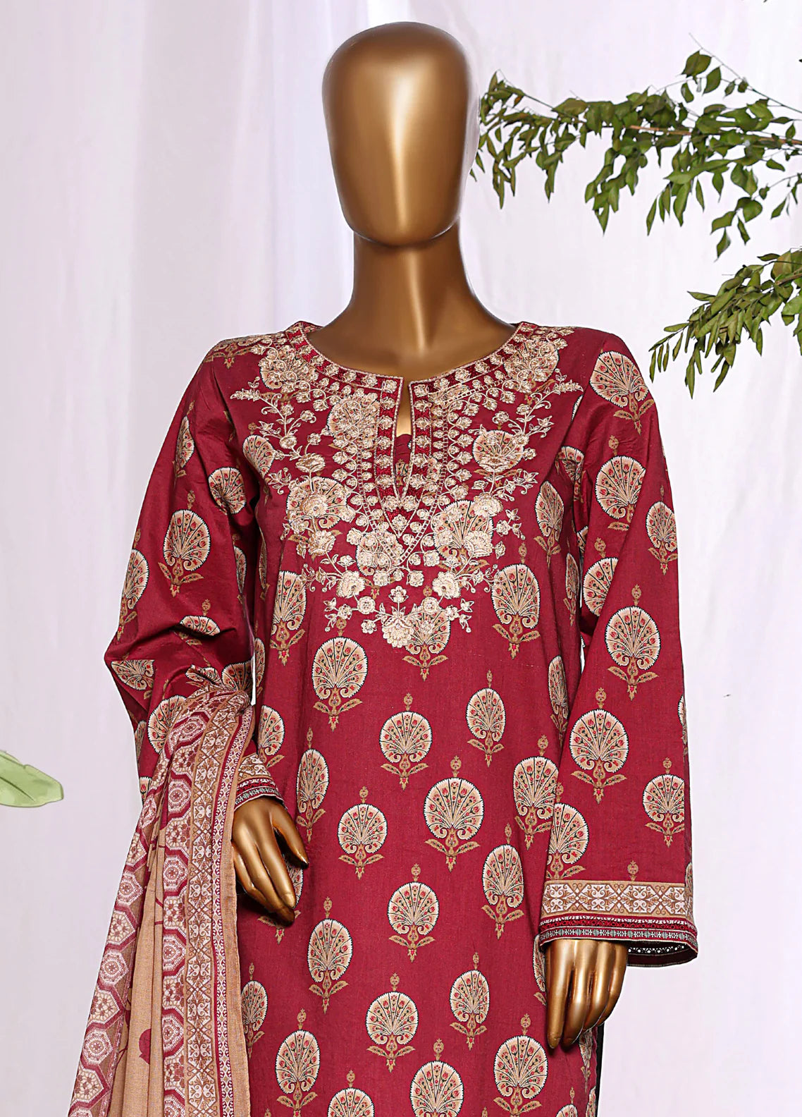HZ Textiles Embroidered Lawn 3 Piece Stitched Suit HZ26DWE D-047