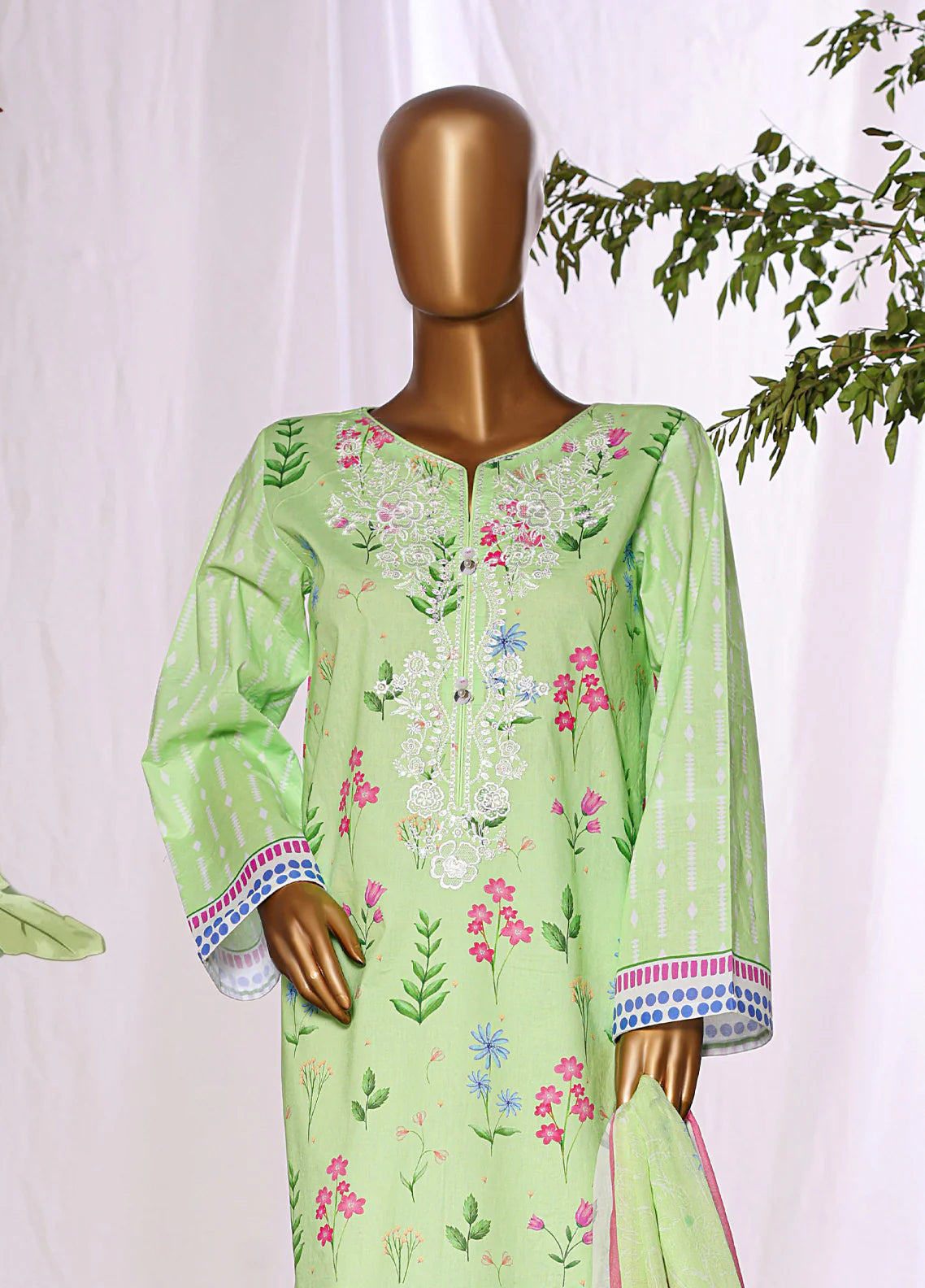 HZ Textiles Embroidered Lawn 3 Piece Stitched Suit HZ26DWE D-049