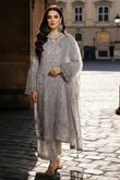Imrozia | Serene I-248 Feray Luxury Embroidered Light Grey Chiffon Suit