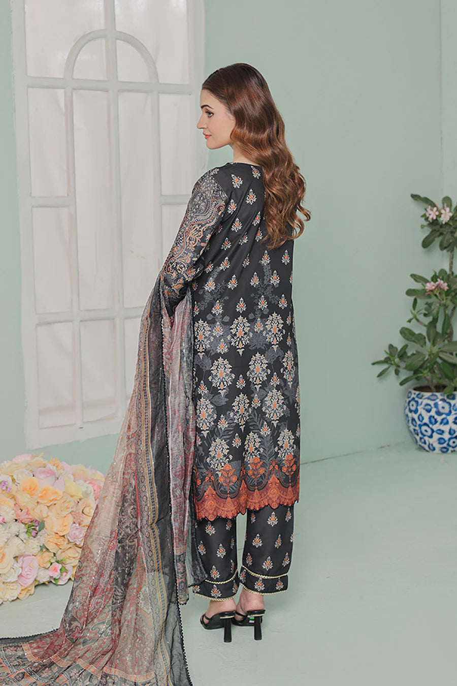 GF-09-Unstitched Lawn Dress – Elegant 3-Piece - O'POLE
