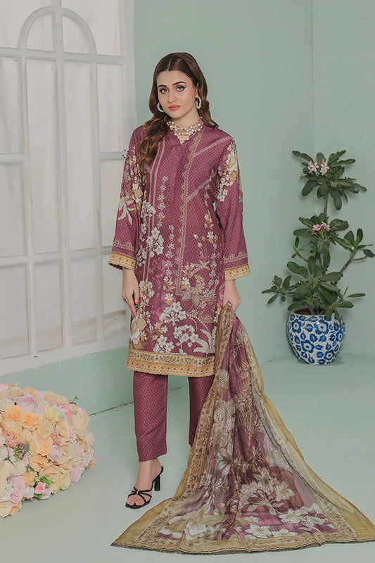 GF-10-Unstitched printed Lawn Suit – Summer 3-Piece - O'POLE