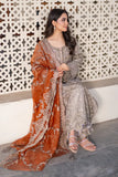 Imrozia Serene I-227 MISR - Royal Skin Embroidered Organza Formal Suit with Orange Dupatta (Unstitched 3-Piece)