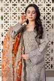 Imrozia Serene I-227 MISR - Royal Skin Embroidered Organza Formal Suit with Orange Dupatta (Unstitched 3-Piece)