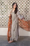 Imrozia Serene I-227 MISR - Royal Skin Embroidered Organza Formal Suit with Orange Dupatta (Unstitched 3-Piece)