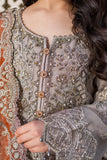 Imrozia Serene I-227 MISR - Royal Skin Embroidered Organza Formal Suit with Orange Dupatta (Unstitched 3-Piece)