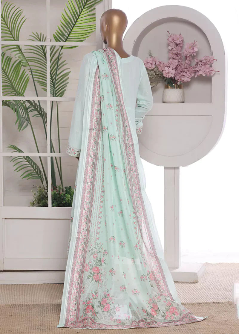 3 Piece Embroidred Stitched Lawn Frock with Trouser & Dupatta | BS-08