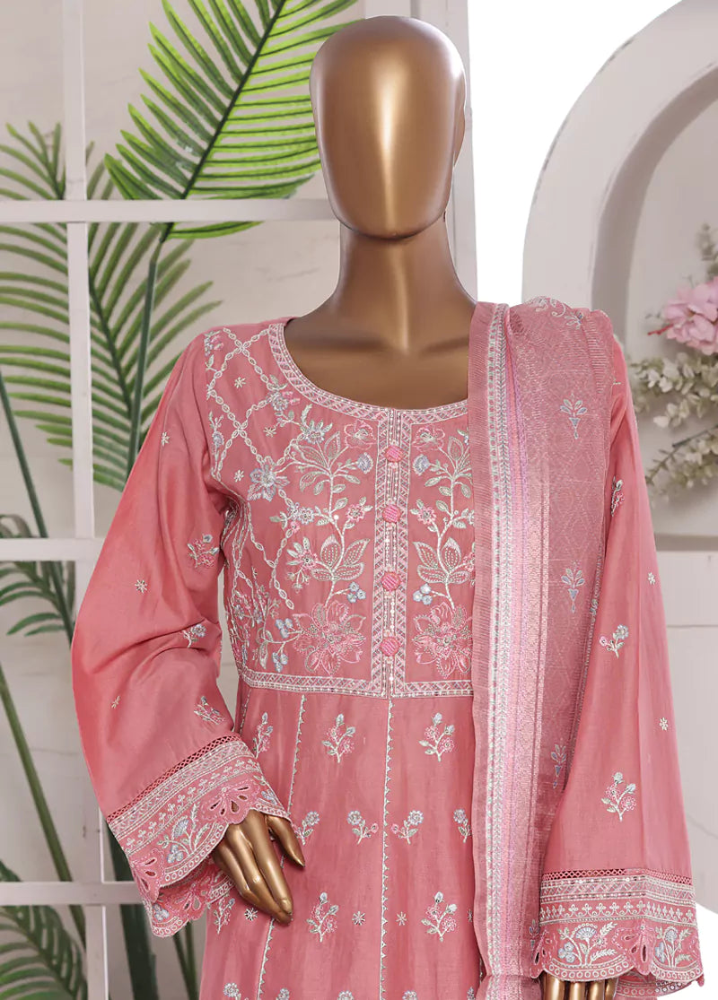 3 Piece Embroidred Stitched Lawn Frock with Trouser & Dupatta | BS-09